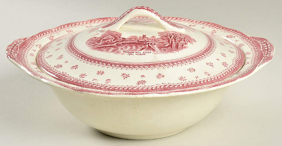 English Lanscapes Pink Round Covered Vegetable by Grindley-1