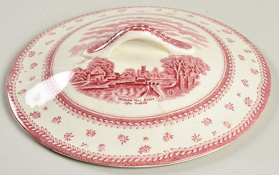 English Lanscapes Pink Lid for Round Vegetable by Grindley-1