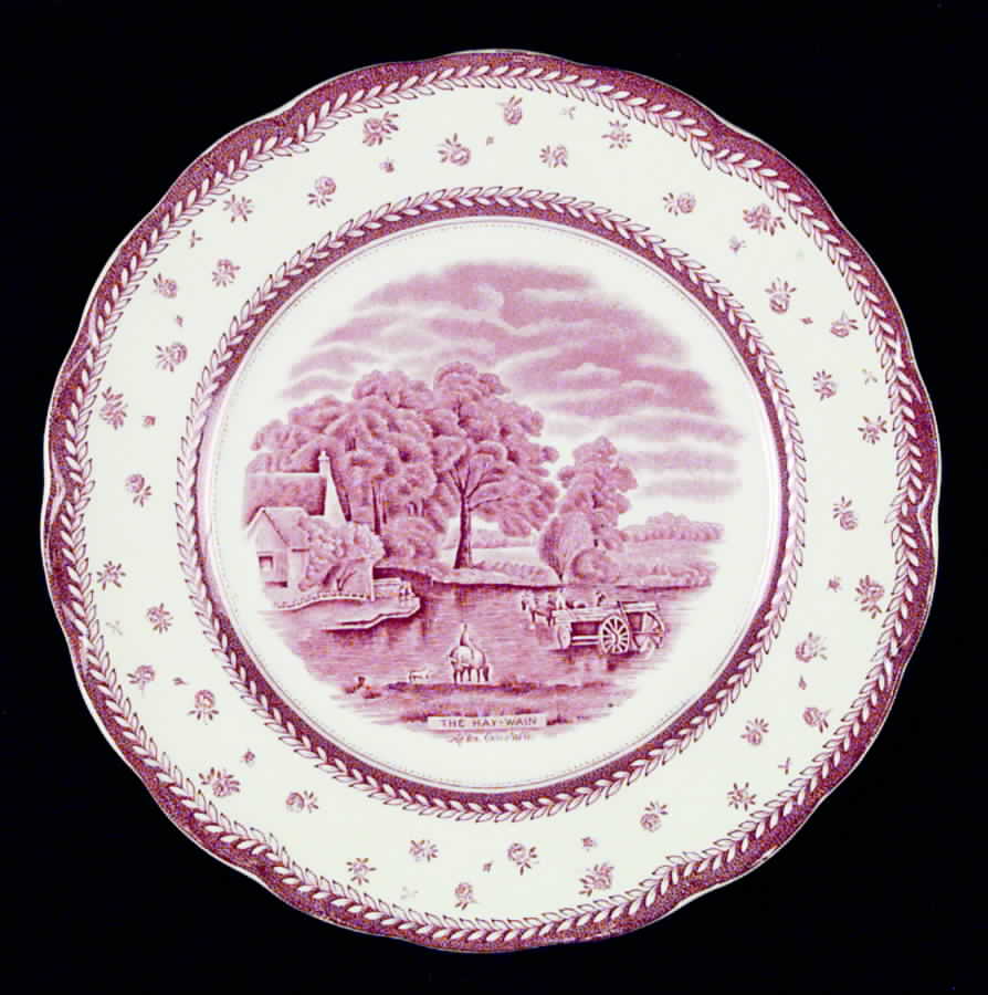 English Lanscapes Pink Dinner Plate by Grindley-1