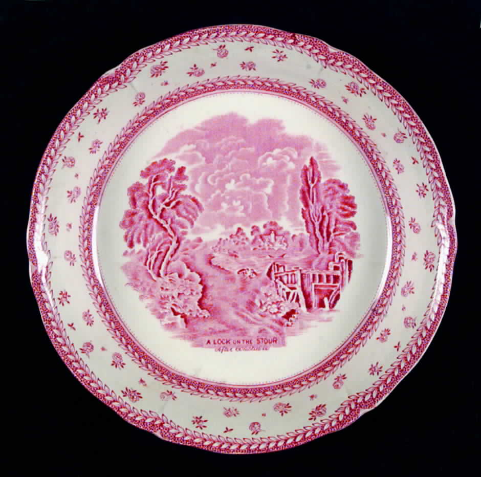 English Lanscapes Pink Coupe Soup Bowl by Grindley-1