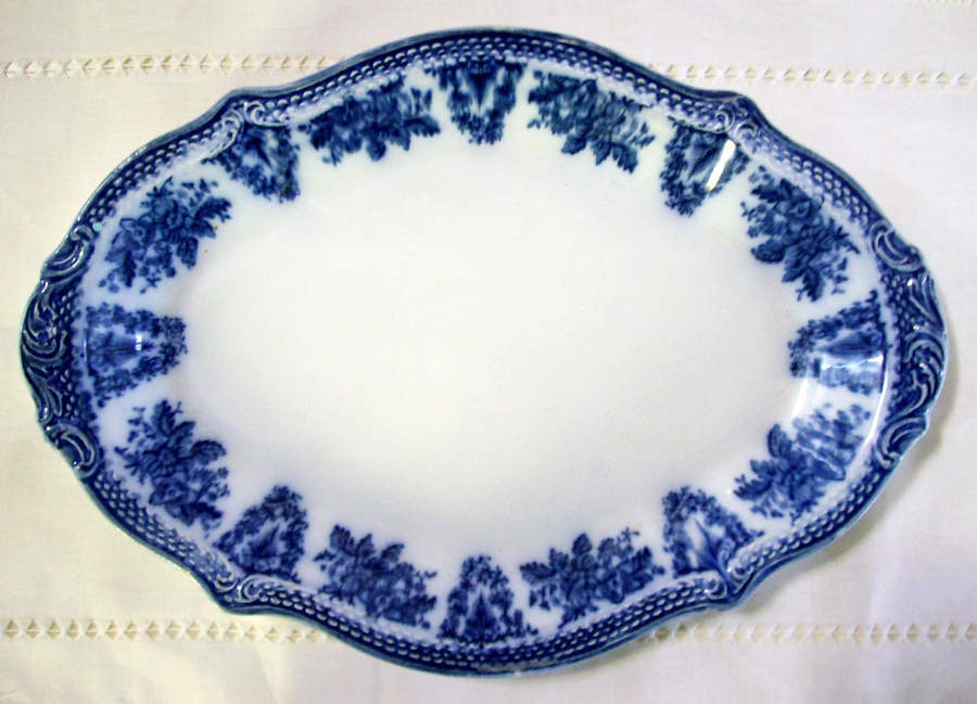 Brussels Blue (No Trim) 13" Oval Serving Platter by Grindley-1