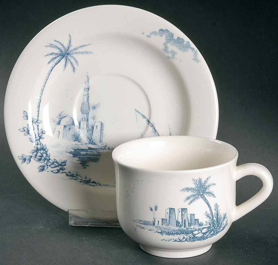 Vues D'Orient Flat Cup & Saucer Set by Faiencerie De Gien-1