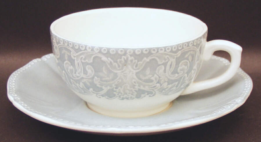 Ciel Flat Cup & Saucer Set by Faiencerie De Gien-1