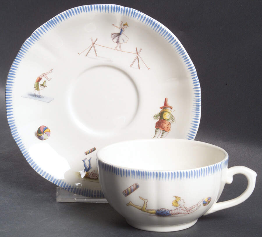 Le Cirque Flat Cup & Saucer Set by Faiencerie De Gien-1