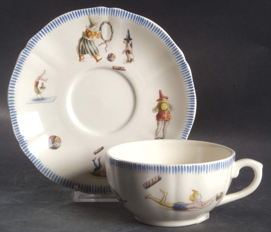 Le Cirque Flat Cup & Saucer Set by Faiencerie De Gien-1