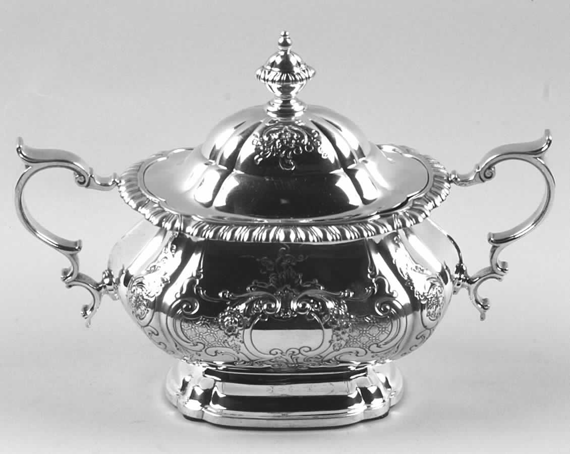 Gadroon (Sterling, Hand Chased, Hollowware) Sugar Bowl & Lid by Gorham Silver-1