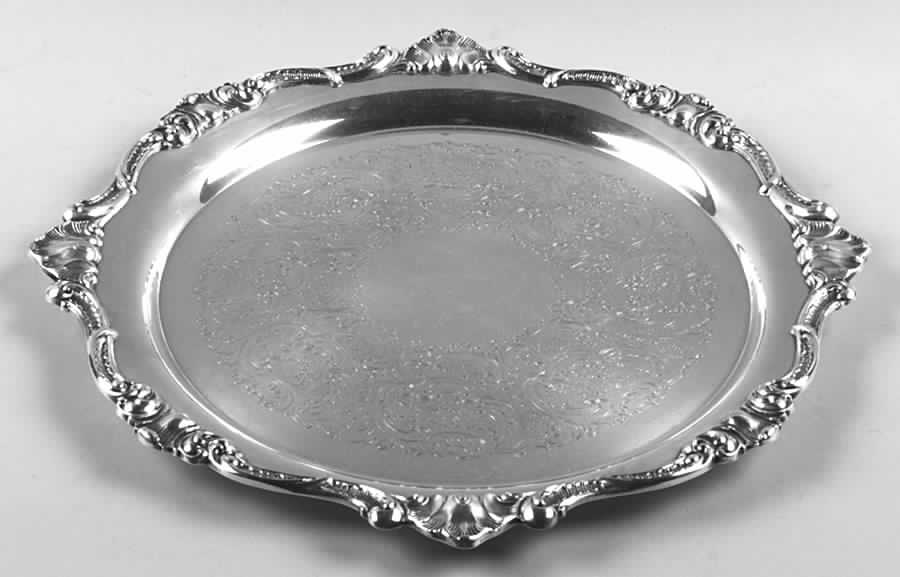 Strasbourg Court (Silverplate, Hollowware) Medium Round Silverplate Tray by Gorham Silver-1