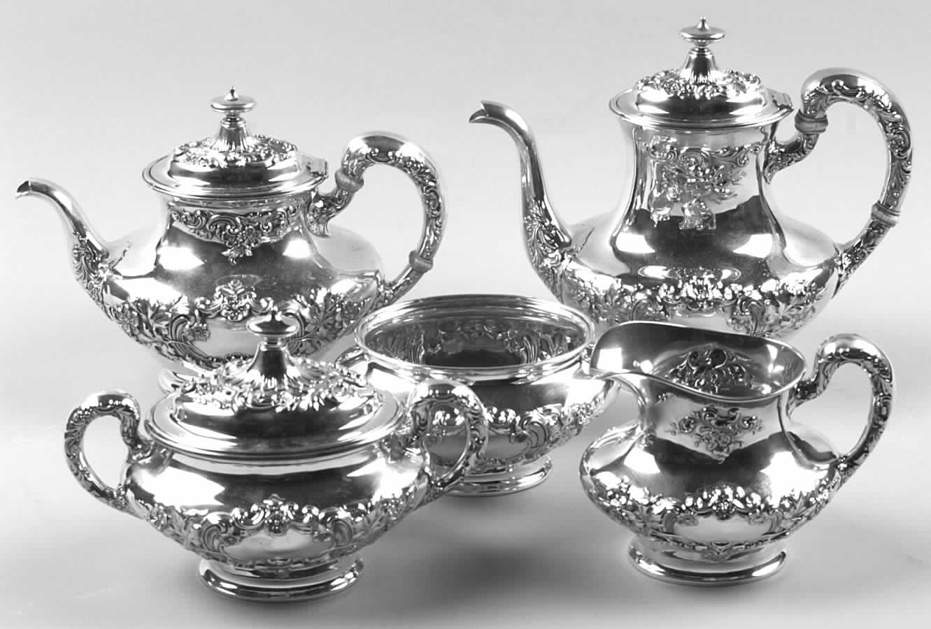 Buttercup (Silverplate, Hollowware) 5-Piece Plated Tea Set (with Waste) by Gorham Silver-1