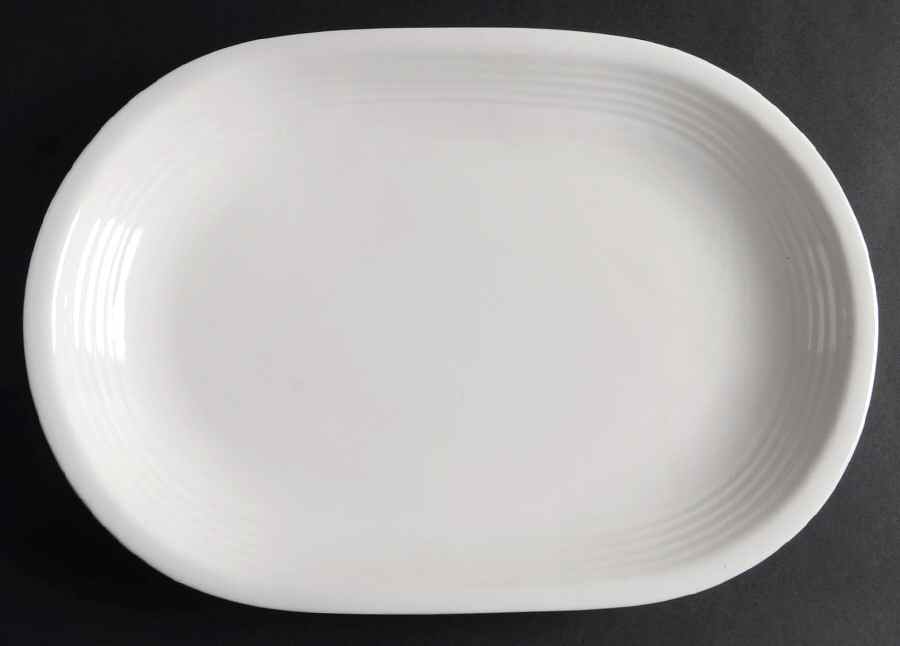 Main St White 12" Oval Serving Platter by Gibson Designs-1