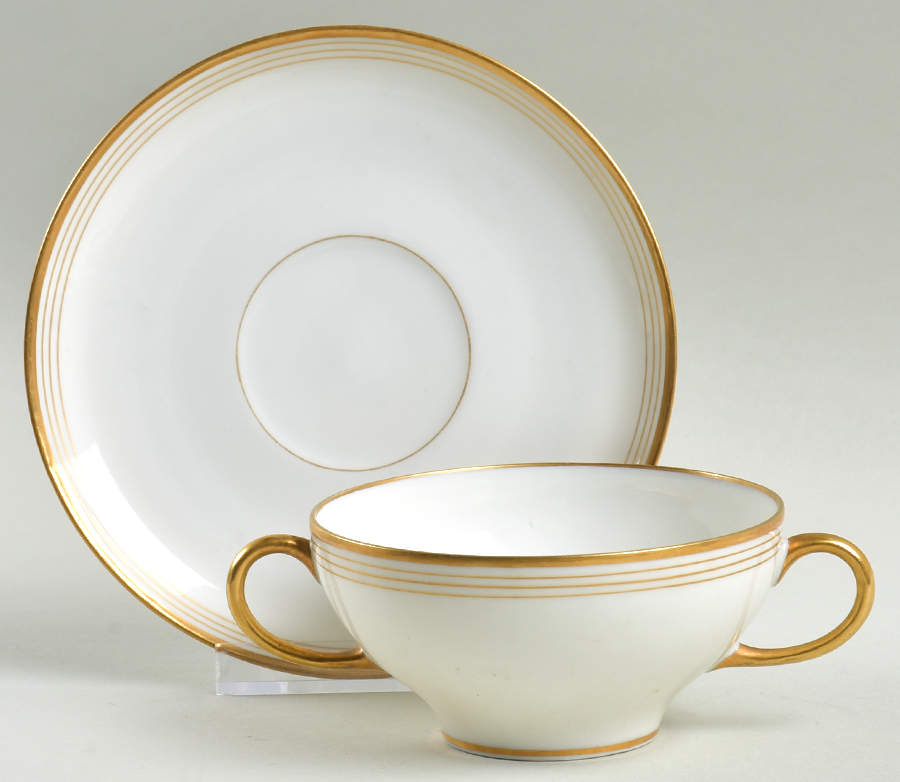 GUE235 Flat Bouillon Cup & Saucer by WM Guerin-1