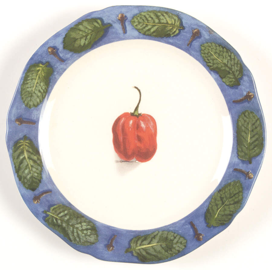 Poivre Et Sel Blue Canape Plate by Faiencerie De Gien-1