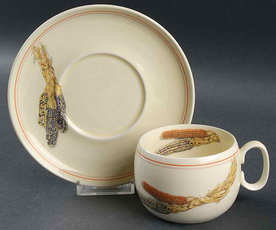 Indian Corn Flat Cup & Saucer Set by WS George-1