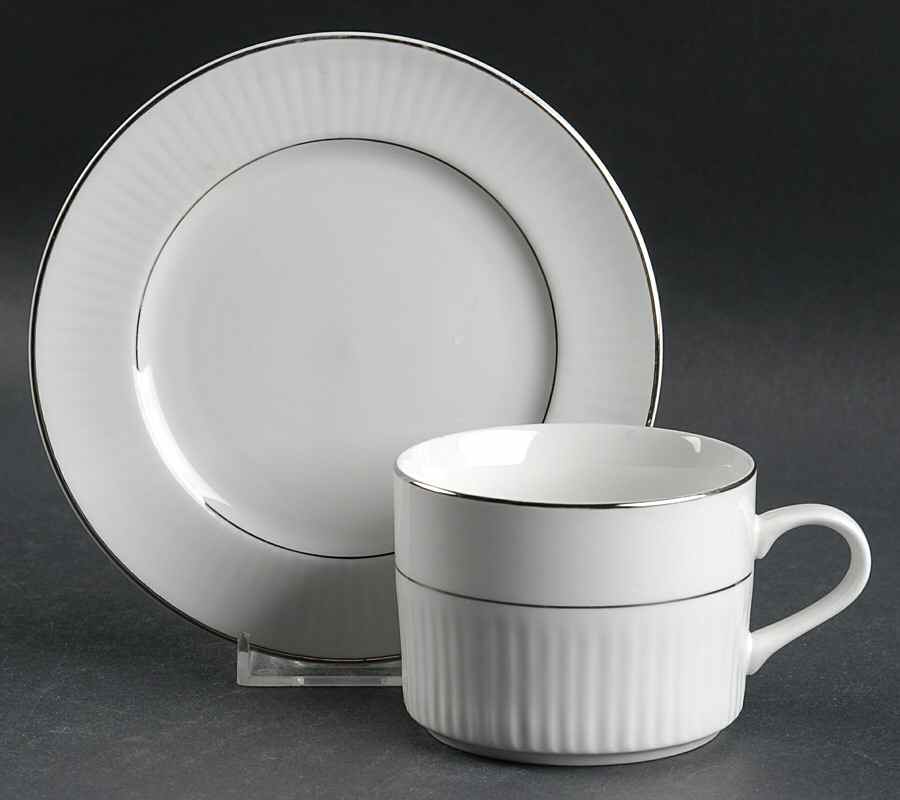 BLACK TIE Flat Cup & Saucer Set by Gibson Designs-1