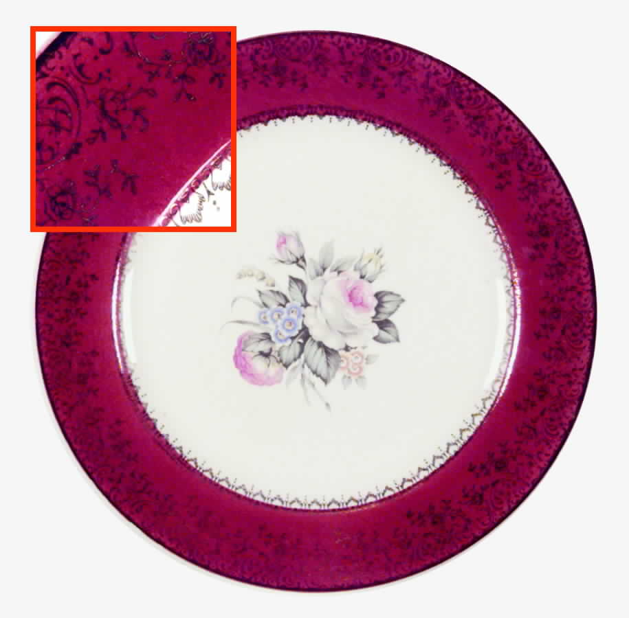 Tudor Rose (Floral Center, Maroon Rim) Dinner Plate by Georgian China-1