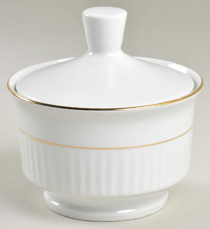 Black Tie (Gold Trim) Sugar Bowl & Lid by Gibson Designs-1