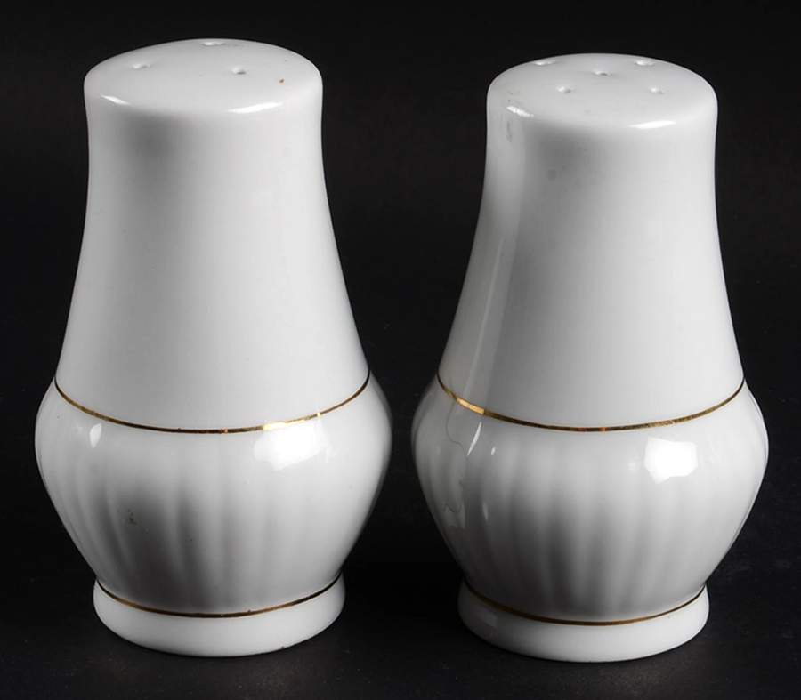 Black Tie (Gold Trim) Salt & Pepper Set by Gibson Designs-1