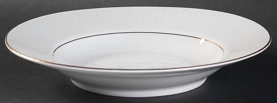 Black Tie (Gold Trim) Rim Soup Bowl by Gibson Designs-1