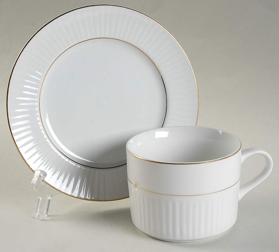 Black Tie (Gold Trim) Flat Cup & Saucer Set by Gibson Designs-1