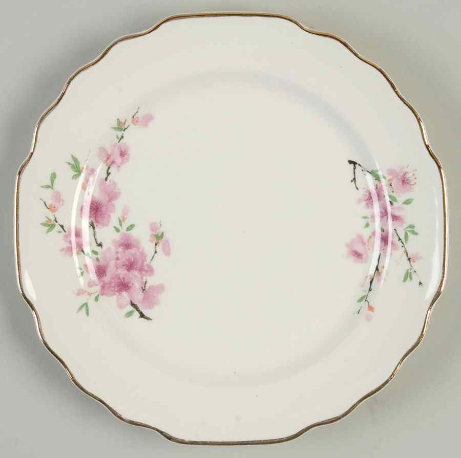 Peach Blossom (Lido, White Body, Gold) Bread & Butter Plate by WS George-1