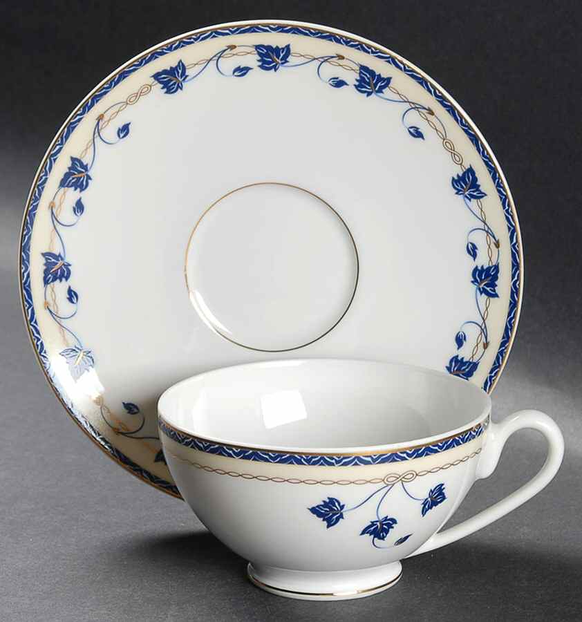 Corynthe Bleu Flat Cup & Saucer Set by Guy Degrenne-1