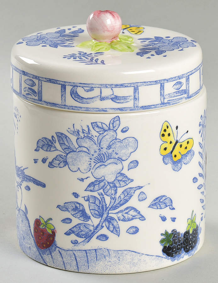 Oiseau Bleu (Fruit) Small Canister & Lid by Faiencerie De Gien-1