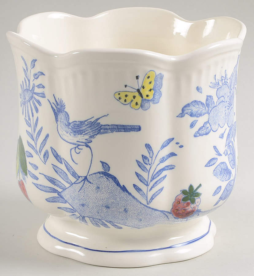 Oiseau Bleu (Fruit) Medium Cachepot by Faiencerie De Gien-1