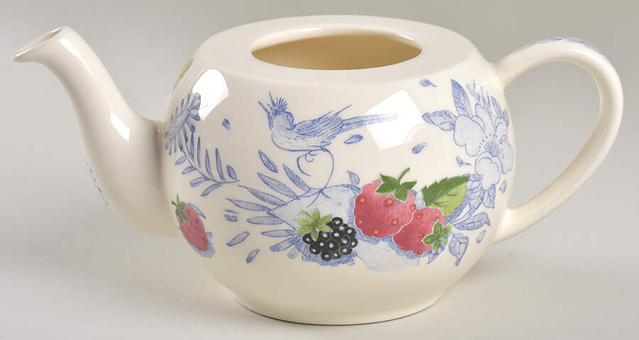 Oiseau Bleu (Fruit) Small Teapot No Lid by Faiencerie De Gien-1