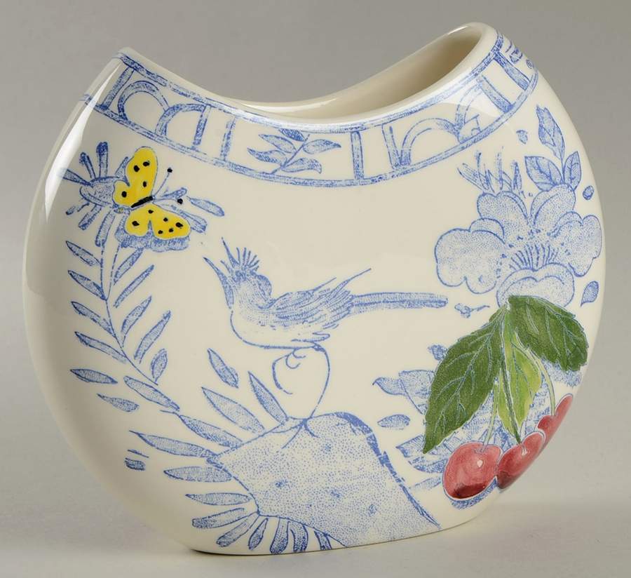 Oiseau Bleu (Fruit) 5" Moon Vase by Faiencerie De Gien-1