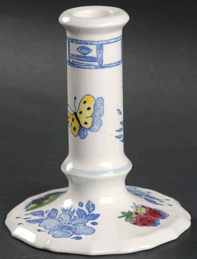 Oiseau Bleu (Fruit) Single Light Candlestick by Faiencerie De Gien-1