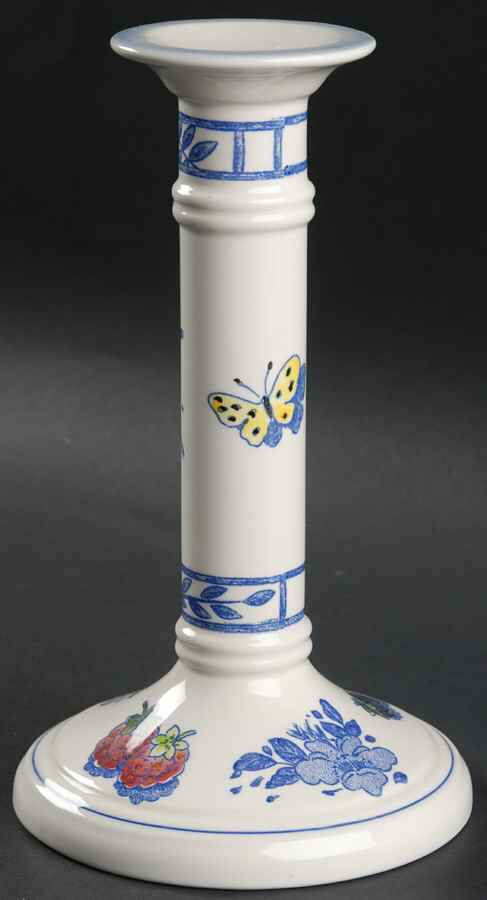 Oiseau Bleu (Fruit) Tall Candlestick by Faiencerie De Gien-1