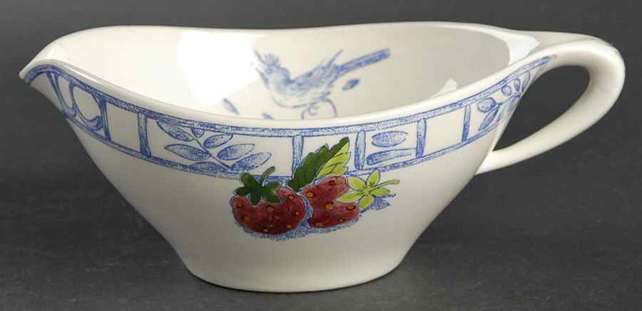 Oiseau Bleu (Fruit) Sauce Boat Open by Faiencerie De Gien-1