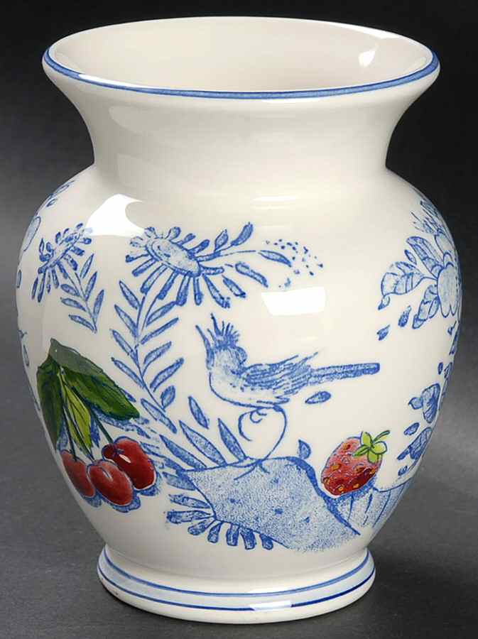 Oiseau Bleu (Fruit) 5" Vase by Faiencerie De Gien-1