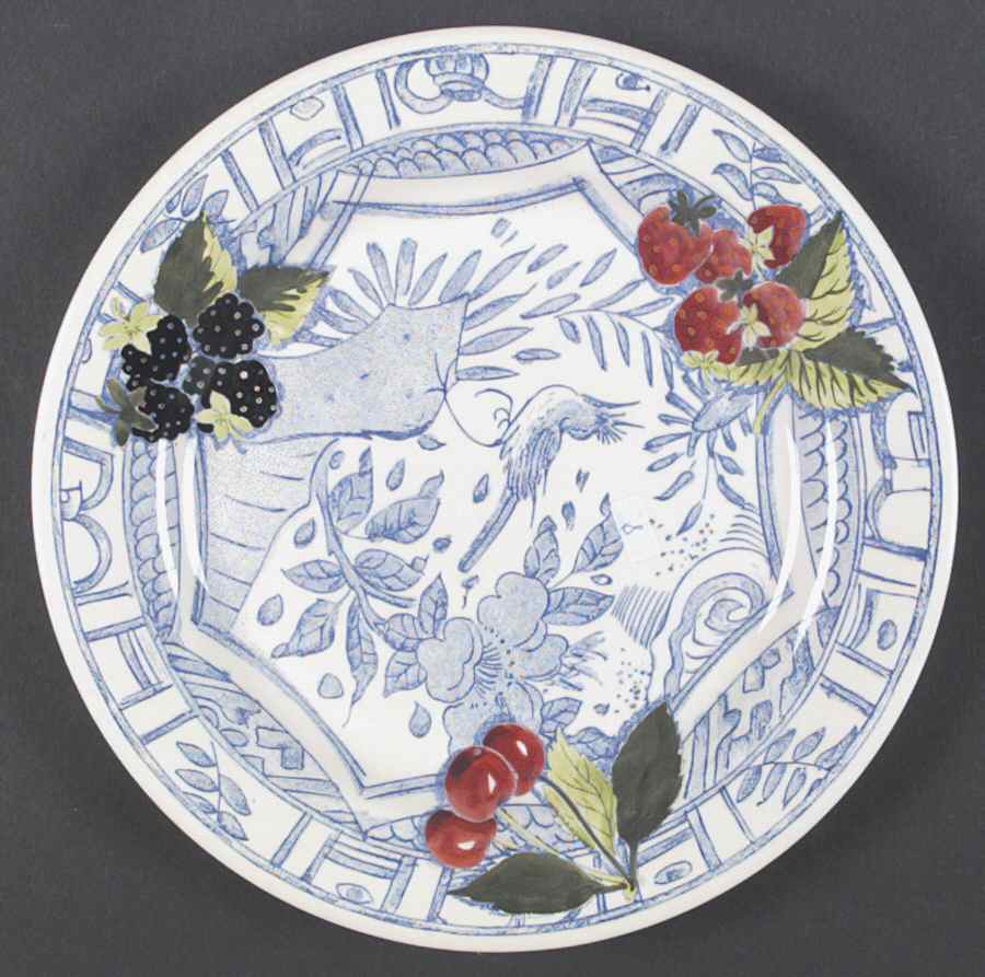 Oiseau Bleu (Fruit) Dinner Plate by Faiencerie De Gien-1