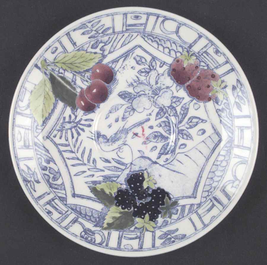 Oiseau Bleu (Fruit) Saucer for Breakfast Cup by Faiencerie De Gien-1