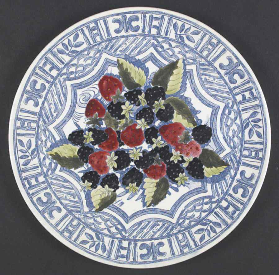 Oiseau Bleu (Fruit) Cake Plate by Faiencerie De Gien-1