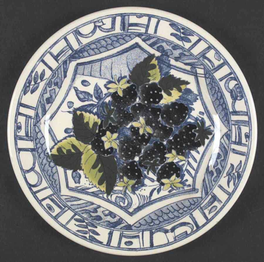 Oiseau Bleu (Fruit) Salad/Dessert Plate by Faiencerie De Gien-1