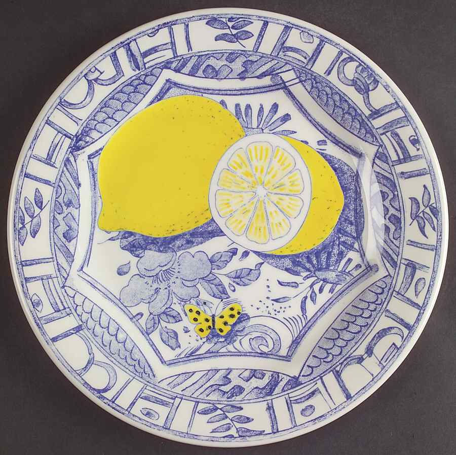 Oiseau Bleu (Fruit) Salad/Dessert Plate by Faiencerie De Gien-1