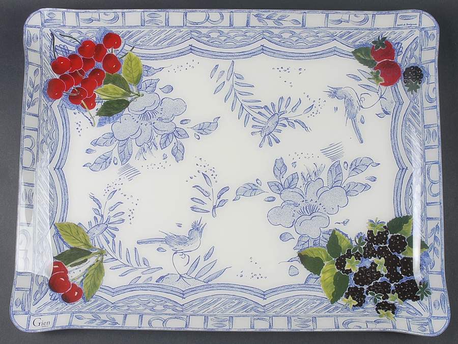 Oiseau Bleu (Fruit) 19" Acrylic Rectangular Tray by Faiencerie De Gien-1