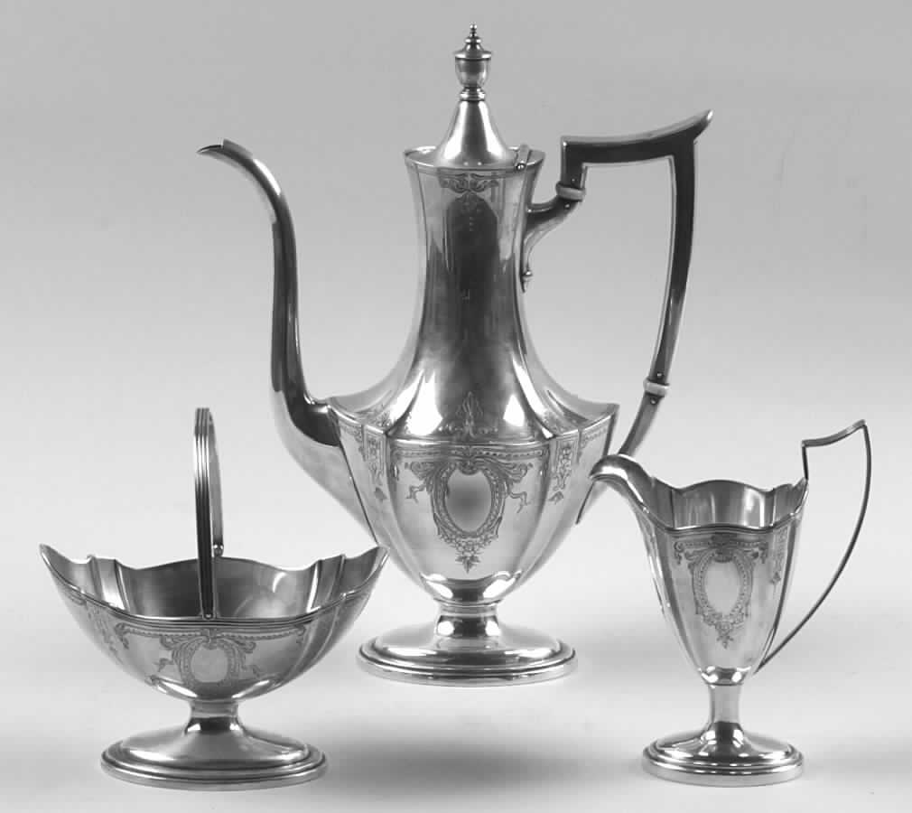Plymouth-Engraved (A2311-C) 3 Piece Mini Tea Set by Gorham Silver-1
