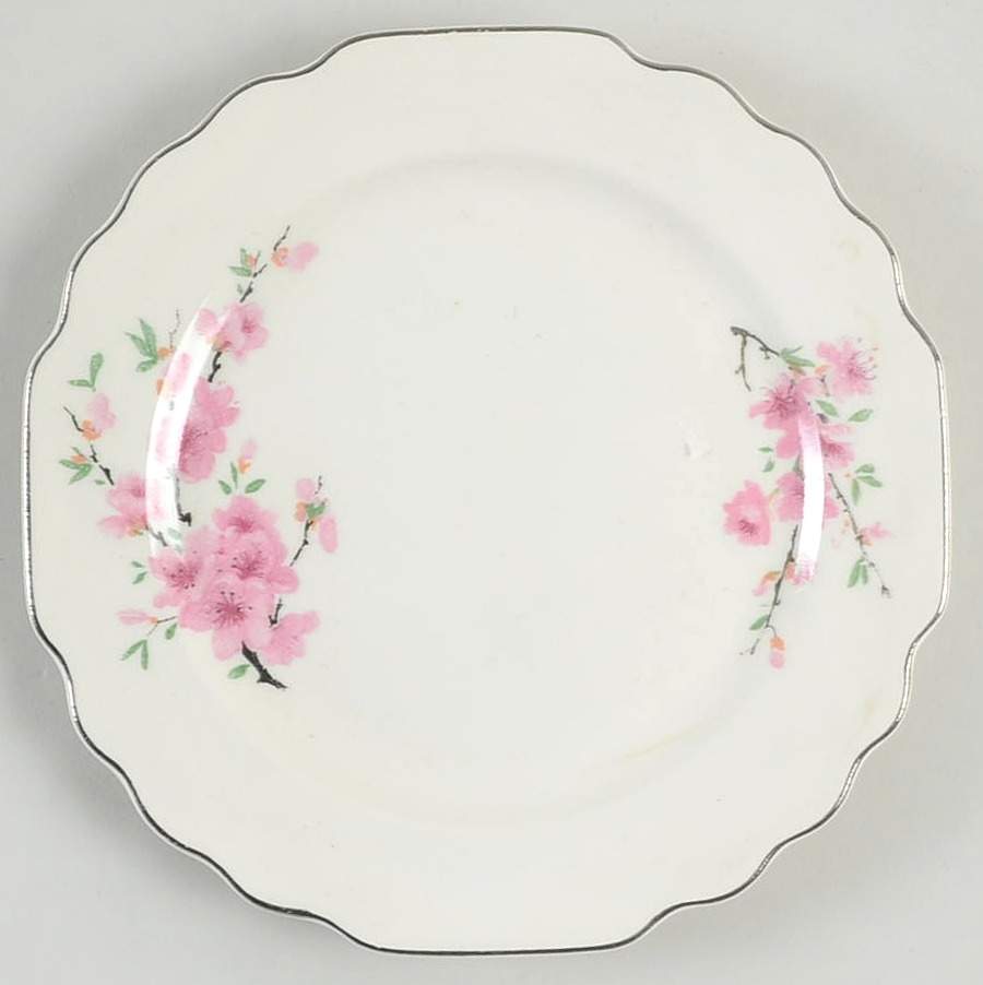 Peach Blossom (Lido, White Body, Platinum) Bread & Butter Plate by WS George-1