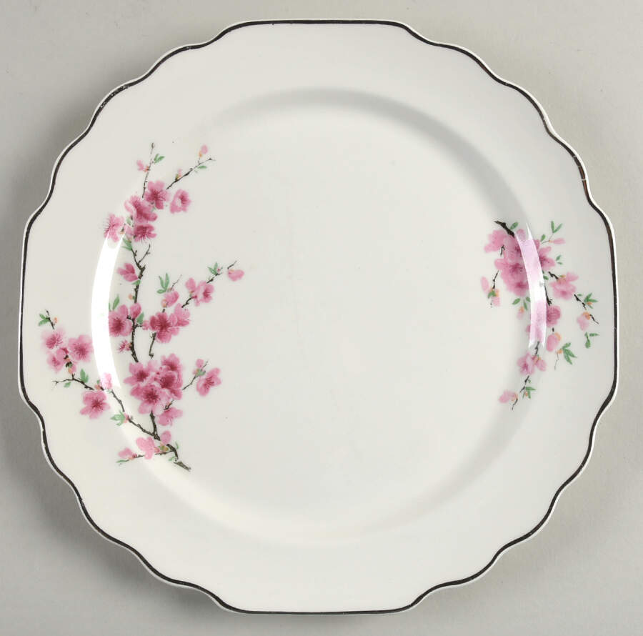 Peach Blossom (Lido, White Body, Platinum) Dinner Plate by WS George-1