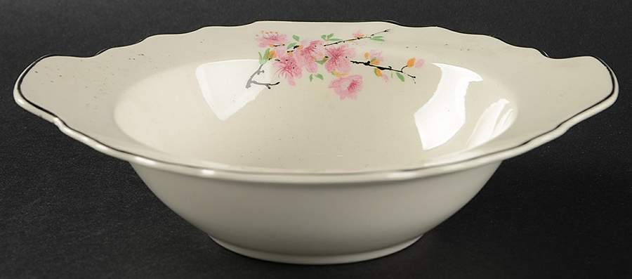 Peach Blossom (Lido, White Body, Platinum) Lugged Cereal Bowl by WS George-1