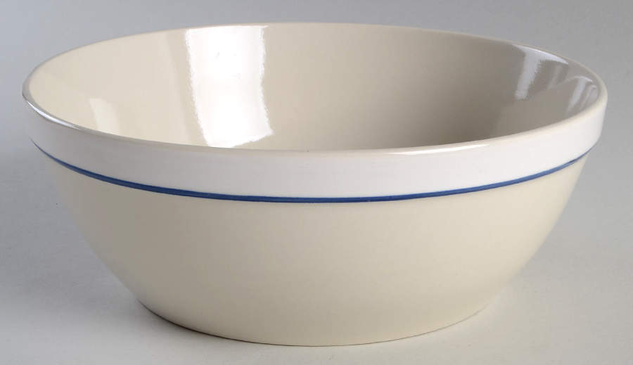 Casualware White Rim Blue 9" Round Vegetable Bowl by Gibson Designs-1