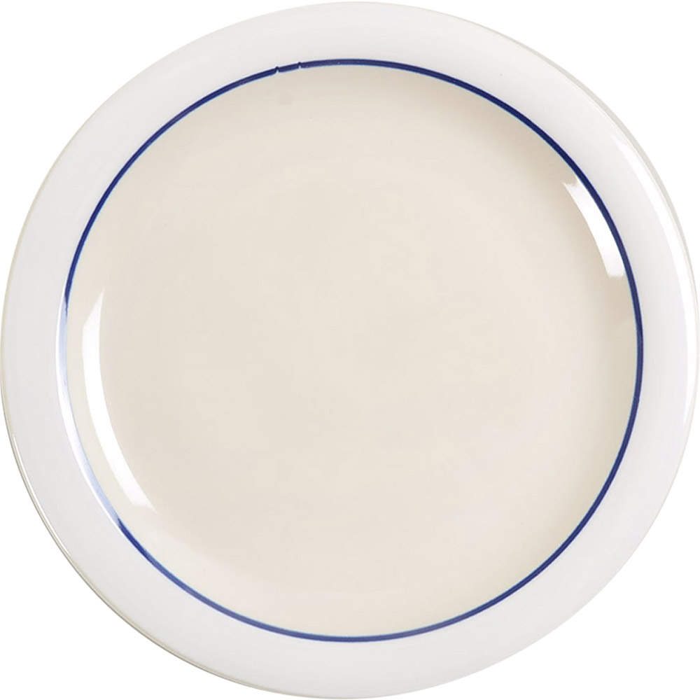 Casualware White Rim Blue Dinner Plate by Gibson Designs-1