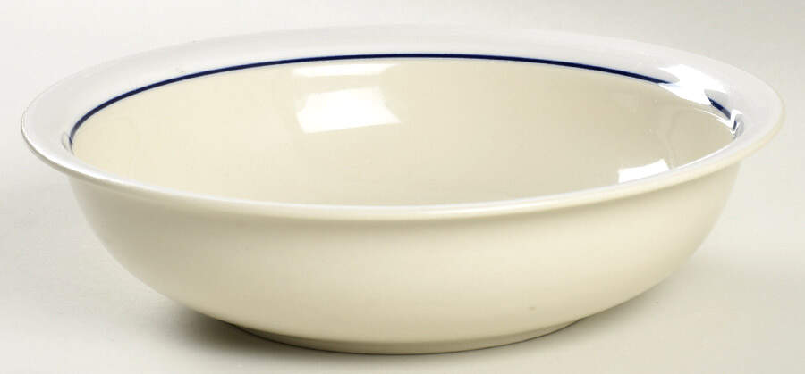 Casualware White Rim Blue 9" Round Vegetable Bowl by Gibson Designs-1