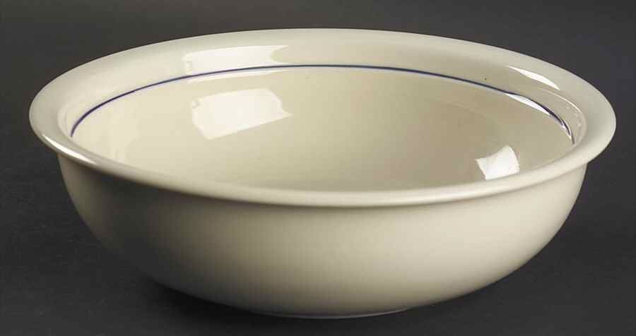 Casualware White Rim Blue 9" Round Vegetable Bowl by Gibson Designs-1