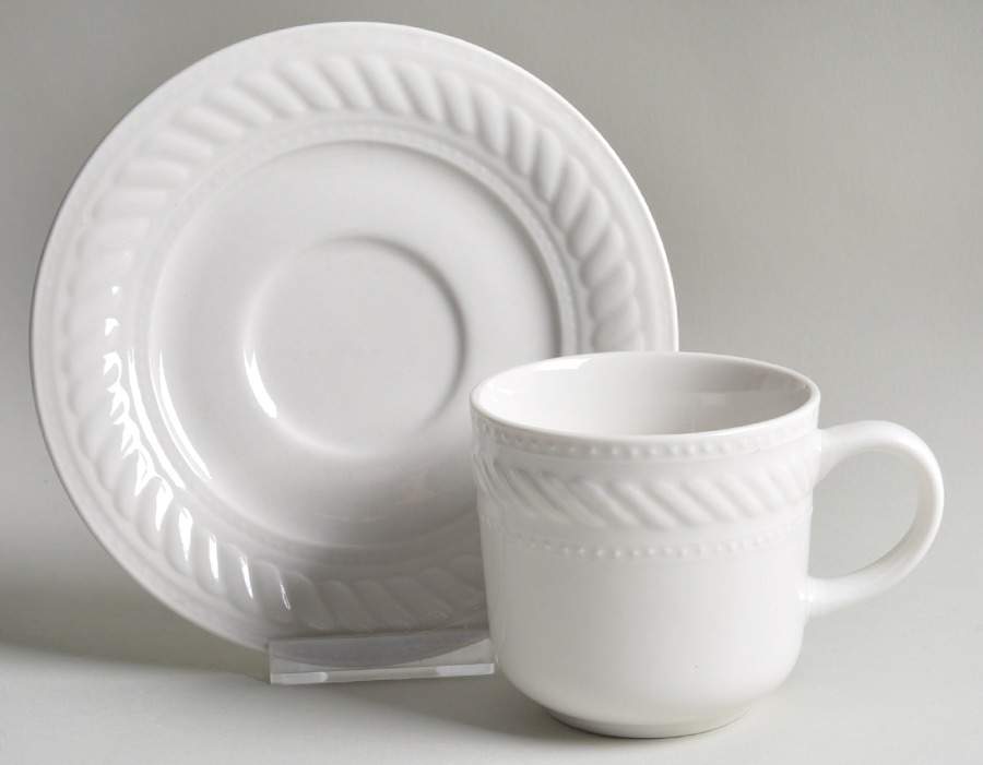 Braid Rimmed Flat Cup & Saucer Set by Gibson Designs-1