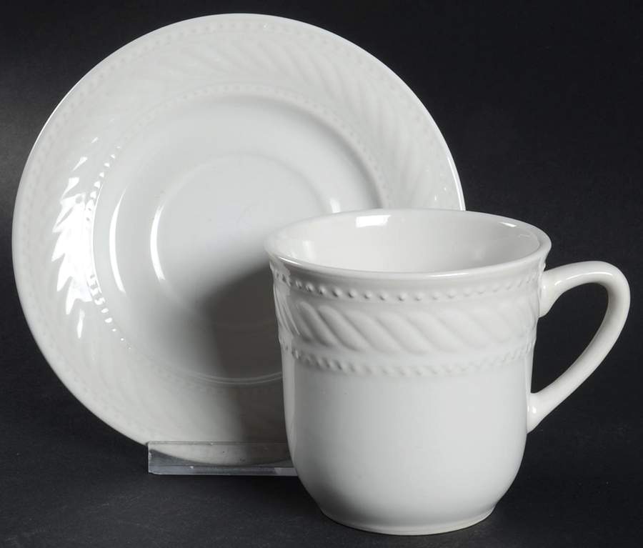 Braid Rimmed Flat Cup & Saucer Set by Gibson Designs-1