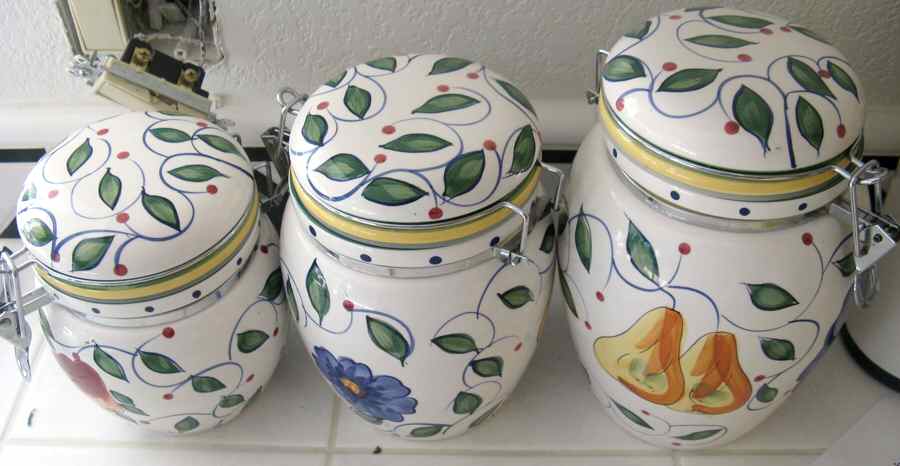 Mediterranean Garden (With Flowers) (3 Piece) Canister Set (Box Set) by Gibson Designs-1