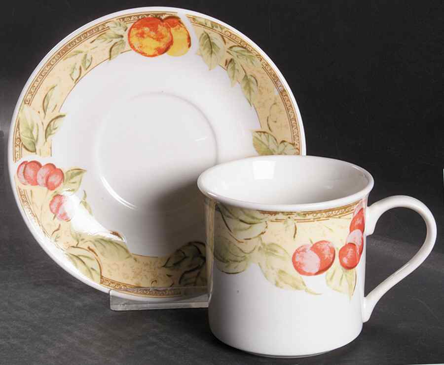 Fruita (White) Flat Cup & Saucer Set by Gibson Designs-1